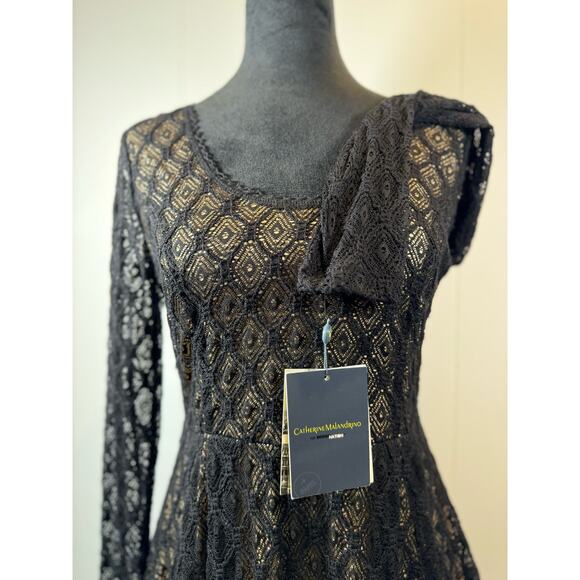 Catherine Malandrino for Design Nation Black Lace Tunic Top Size S - Picture 7 of 10